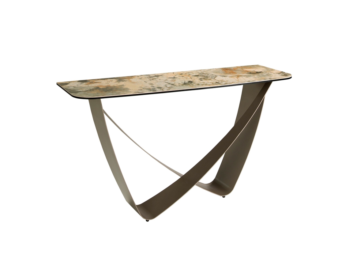 Mesa Consola Rectangular de Mármol Porcelánico y Acero Metalizado Topo Angel Cerdá