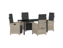 Conjunto de comedor de jardín Vidaxl de 5 piezas con cojines en ratán sintético gris claro