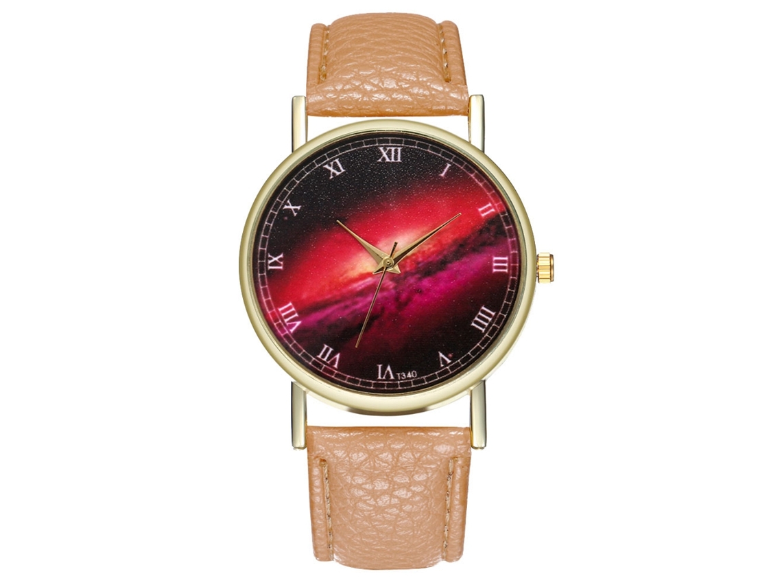 Reloj Analógico De Cuarzo De Lujo Informal De Aleación Con Correa De Cuero Beige Para Parejas.