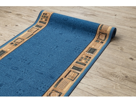 Alfombra de pasillo con refuerzo de goma JENA azul 100cm