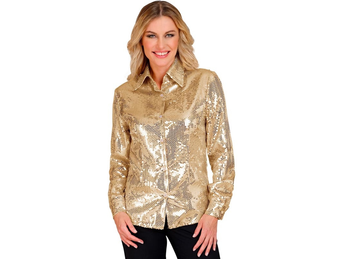 Disfraz o Camisa Moda dorado con lentejuelas para mujer