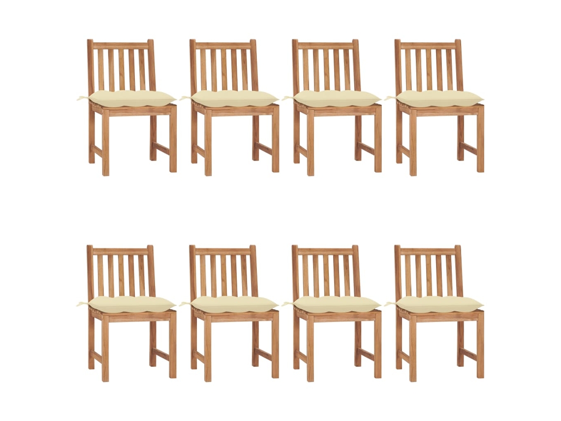 Sillas de jardín DKD Home Decor de 8 piezas con cojines, madera maciza de teca