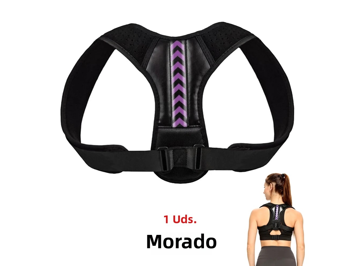 (morado Xl) Cinturón Corrector De Postura Ajustable Para Hombros Y Espalda, Elaborado En Algodón Y Neopreno.