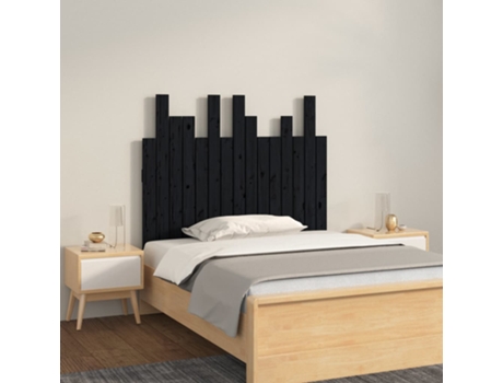 MAISON EXCLUSIVE - Cabecero de cama de pared madera maciza pino negro 95,5x3x80 cm