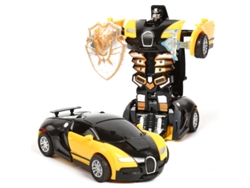 Mini coche de juguete transformable, ideal como regalo de cumpleaños infantil (Bugatti amarillo).