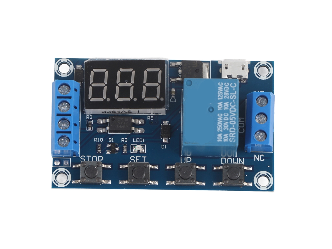 Módulo De Relé Temporizador Con Pantalla Led Ajustable, Activación Usb De 6v-30v, Ciclo De Retardo De Encendido/apagado.