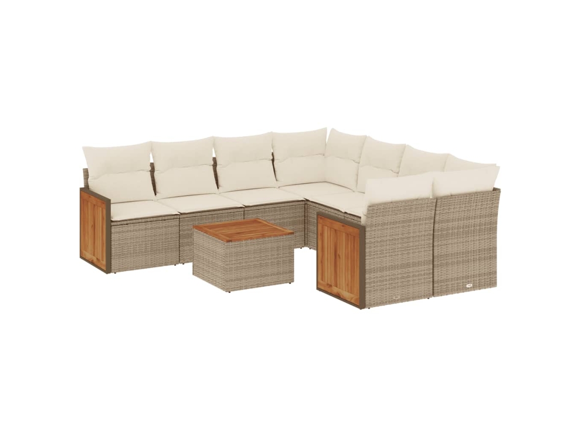 Maison Exclusive - Set De Sofás De Jardín 9 Pzas Con Cojines Ratán Sintético Beige