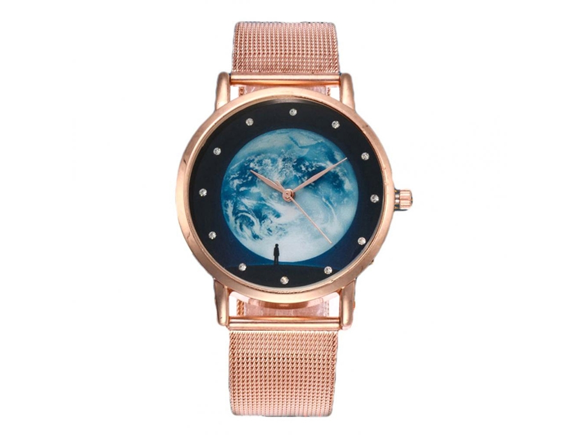 Reloj De Pareja Unisex De Acero Con Correa De Malla Redonda Dial Cuarzo Zhoulianfa