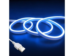 Luz Led Neon Flexible 5v Usb 2m Azul Para Dormitorio Gabinetes Interior Exterior Ip65