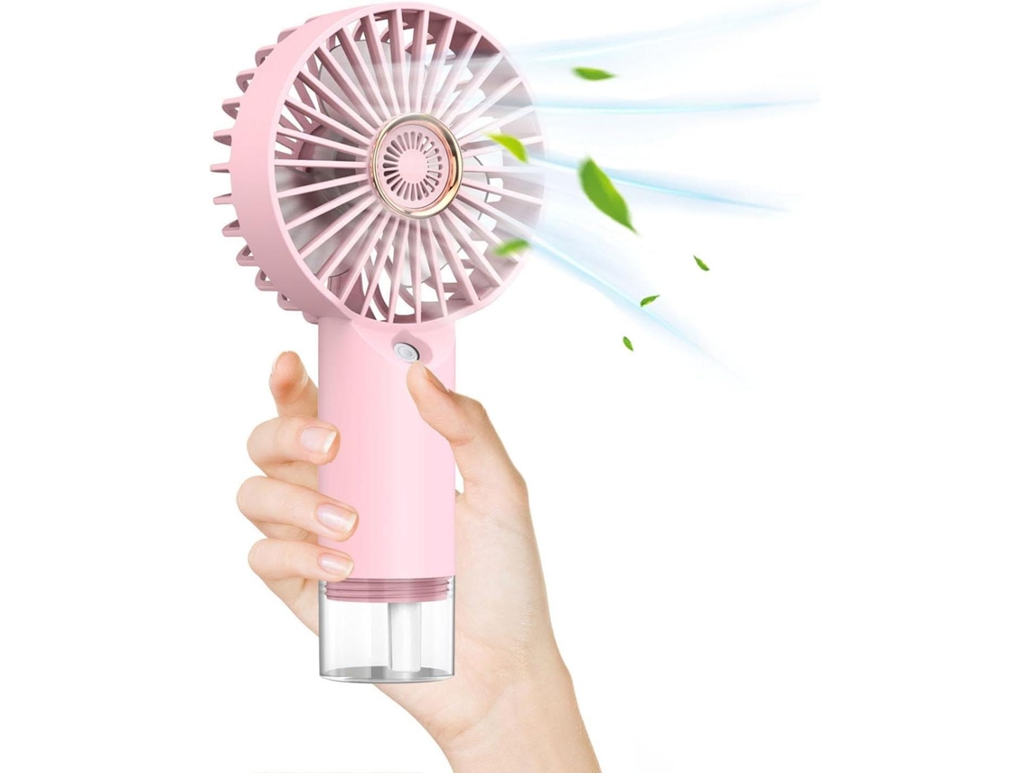 Mini Ventilador Turbo Recargable Por Usb (rosa), Velocidad Ajustable, Función De Enfriamiento Atomizado, Funcionamiento Silencioso.