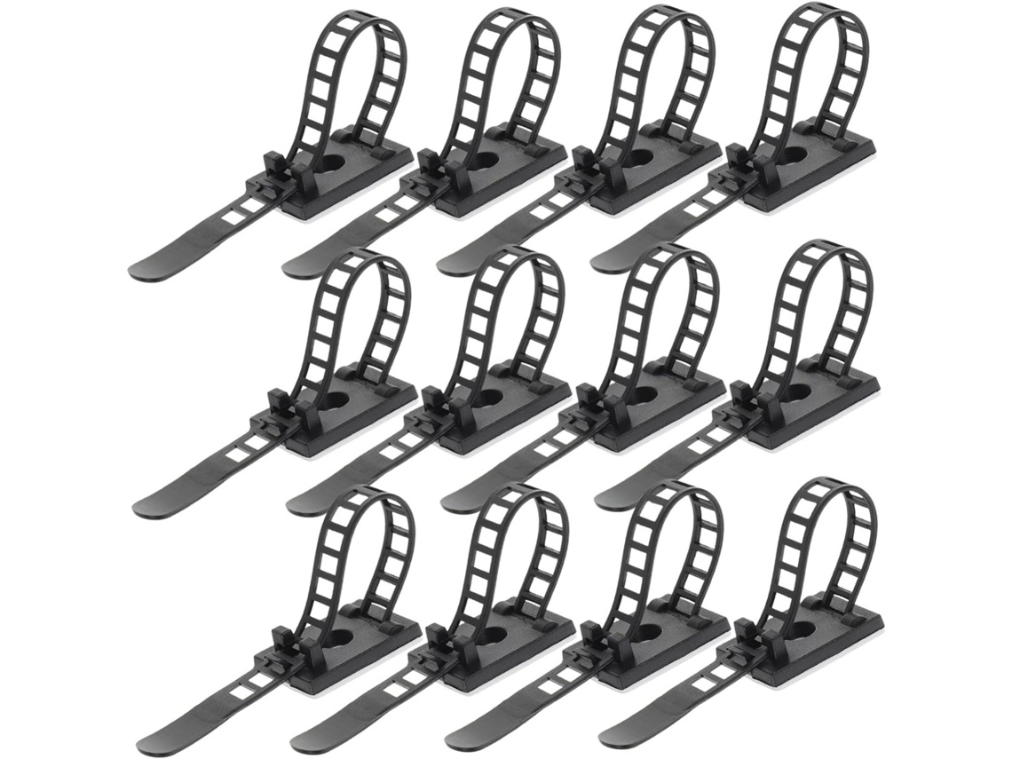 60 Bridas Adhesivas De Plástico Ajustables Para La Organización De Cables
