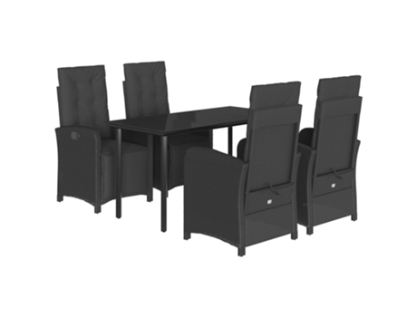 Conjunto 5 de muebles jardín VIDAXL con cojines ratán sintético negro