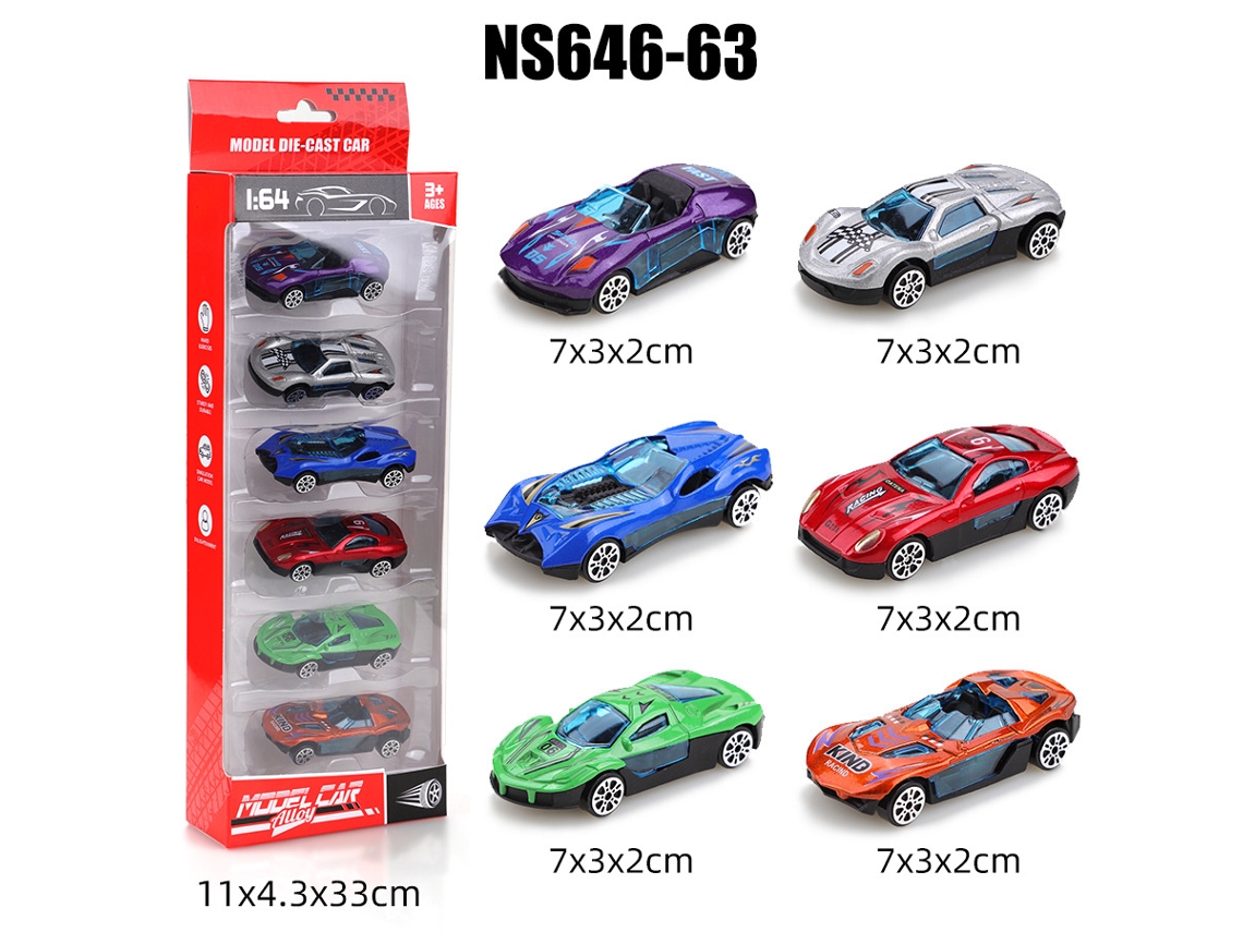 (6 Coches) Mini Coches Deslizantes De Metal Fundido A Presión A Escala 1/64, Juguetes Para Niños