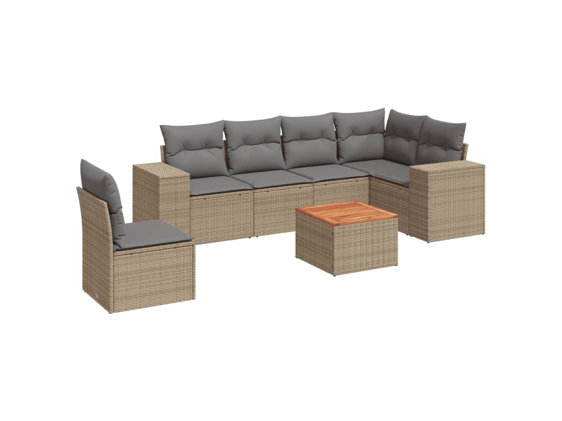 Maison Exclusive - Set Sofás De Jardín 7 Piezas Y Cojines Ratán Sintético Beige