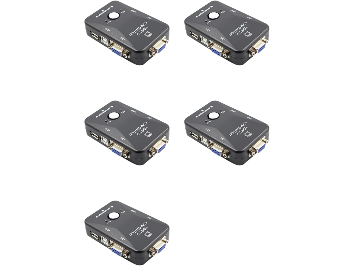 Conmutador Kvm 5x, Vga, 2 Puertos Usb. 0 Ratón, Teclado, 1920x1080, Divisor De Red.