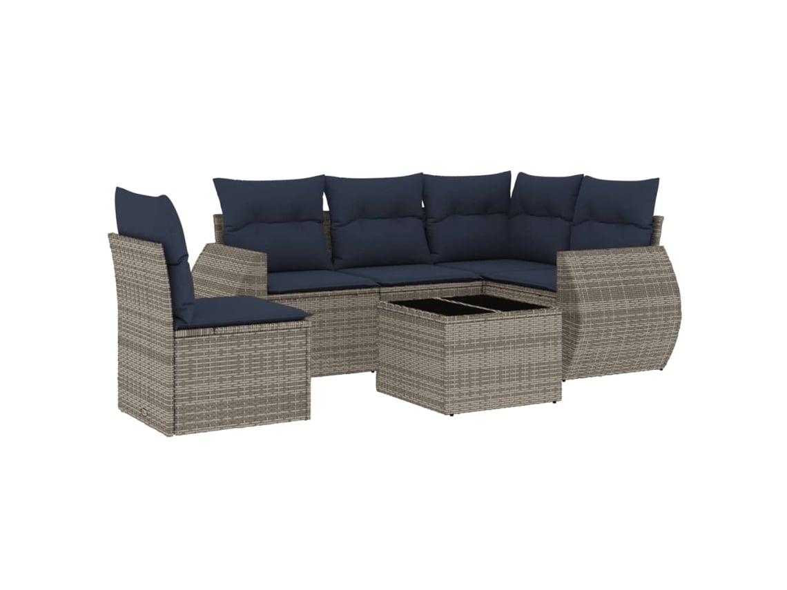 Maison Exclusive - Conjunto De Sofá De Jardín De 6 Piezas Con Cojines, Poliratán Gris