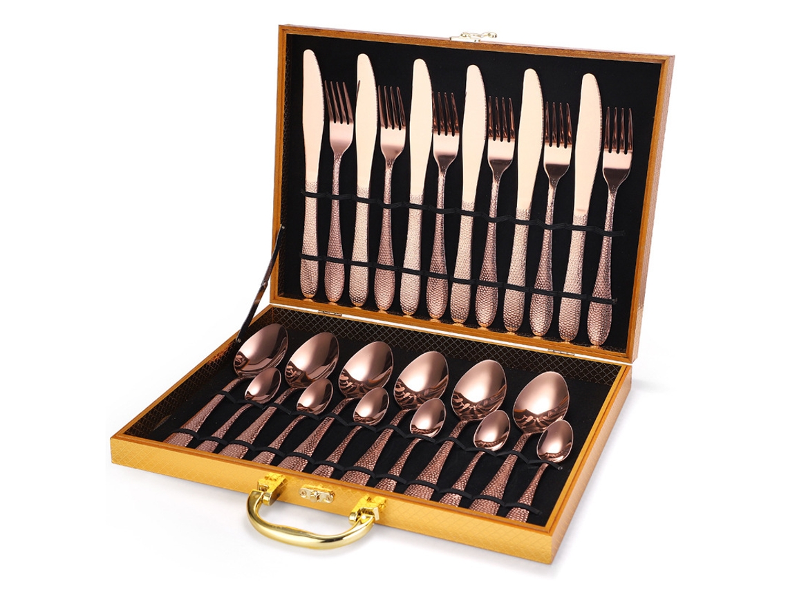 (juego De 24 Piezas - Oro Rosa) Juego De Cubiertos De Acero Inoxidable (cuchillo, Tenedor, Cuchara, Cucharilla)