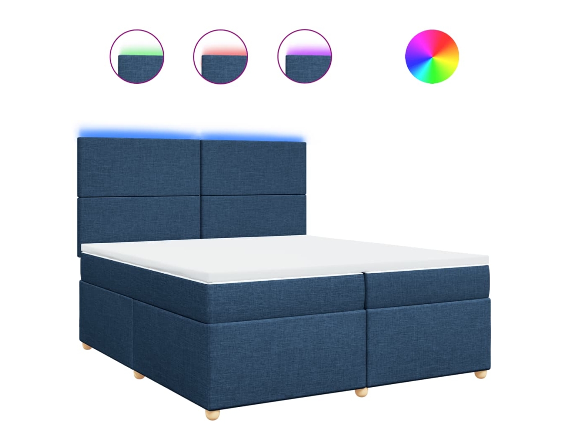 Maison Exclusive - Cama Box Spring Con Colchón Tela Azul 200x200 Cm