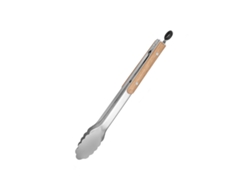 Pinzas Para Alimentos De Acero Inoxidable (33,4cm) Con Mango De Madera, Resistentes Al Calor Y Fáciles De Limpiar.