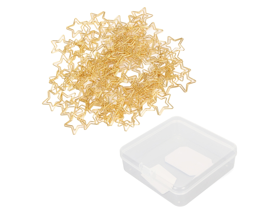 100 Clip Papel Estrella Dorada Resistente Deslizamiento Metal Bonito Portátil Para Escuela Oficina