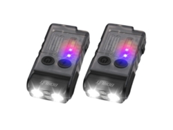 Linterna LED con forma de llavero, alarma sonora, recargable y magnética. MDUG (negra, 2 unidades)