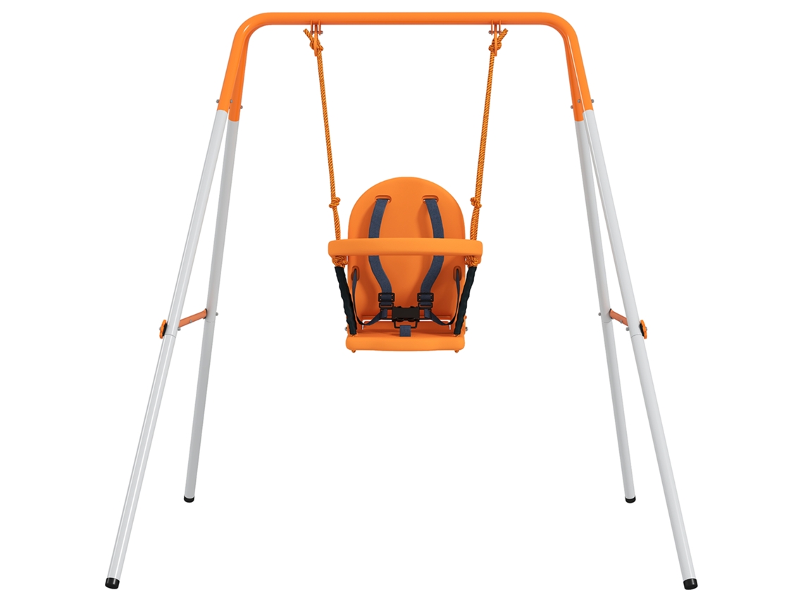 Columpio De Jardín Para Bebés, Respaldo De Acero, Cinturón De Seguridad, 25 Kg, Color Naranja.