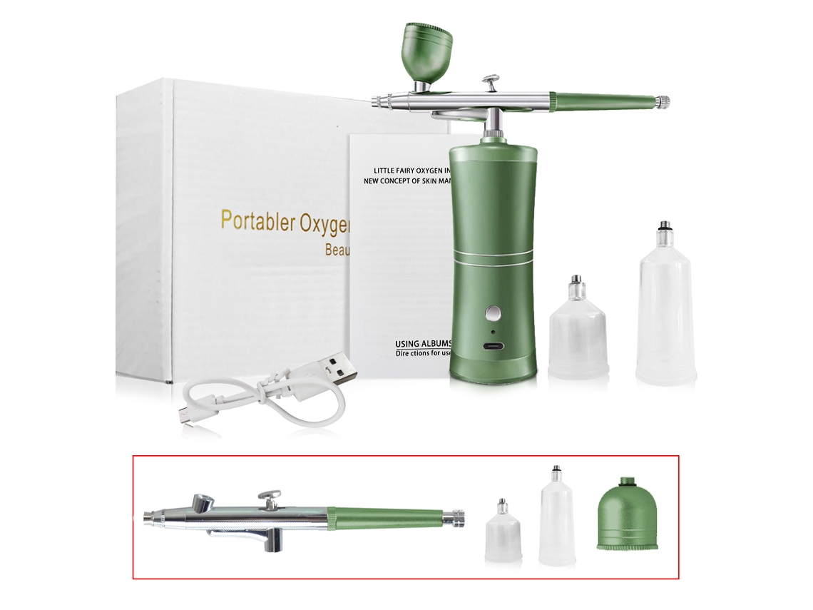 (juego Verde) Juego De Aerógrafo Portátil Para Decoración De Uñas, Que Incluye Aerógrafo