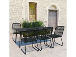 7 Piezas Conjunto De Jantar Para Exterior Vime Pe E Vidro Dkd Home Decor