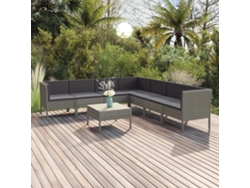Conjunto de jardín de 8 piezas con cojines en mimbre gris, DKD Home Decor