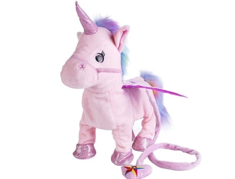Unicornio Que Camina Del Canto Electrónico, Caballo Robot de La Felpa, Juguete Animal Para El Niño Rosa