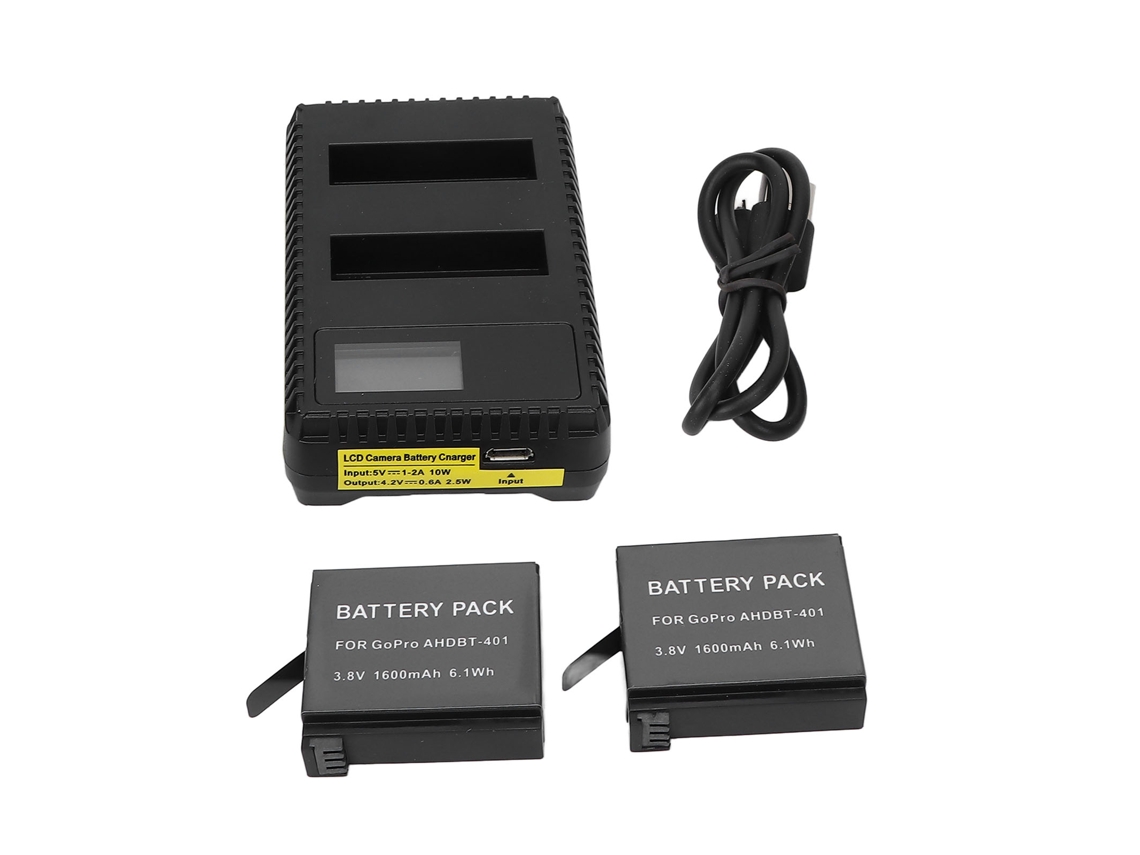 Cargador De Doble Batería Con Pantalla Lcd Para Cámara Hero 4, Estación De Carga Usb Segura