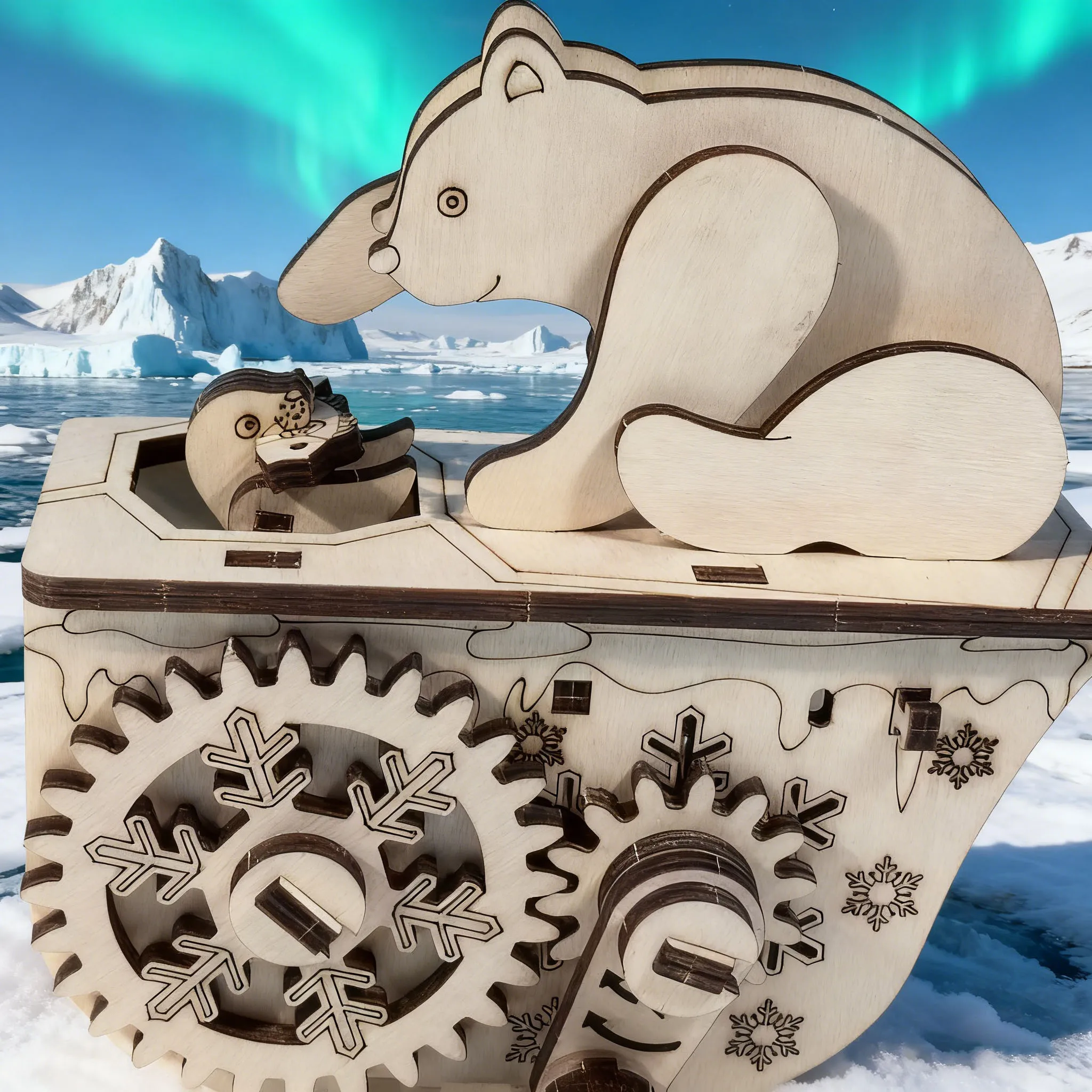 Rompecabezas 3d De Madera Con Forma De Oso Polar, Modelo Para Armar Y Armar A Mano.