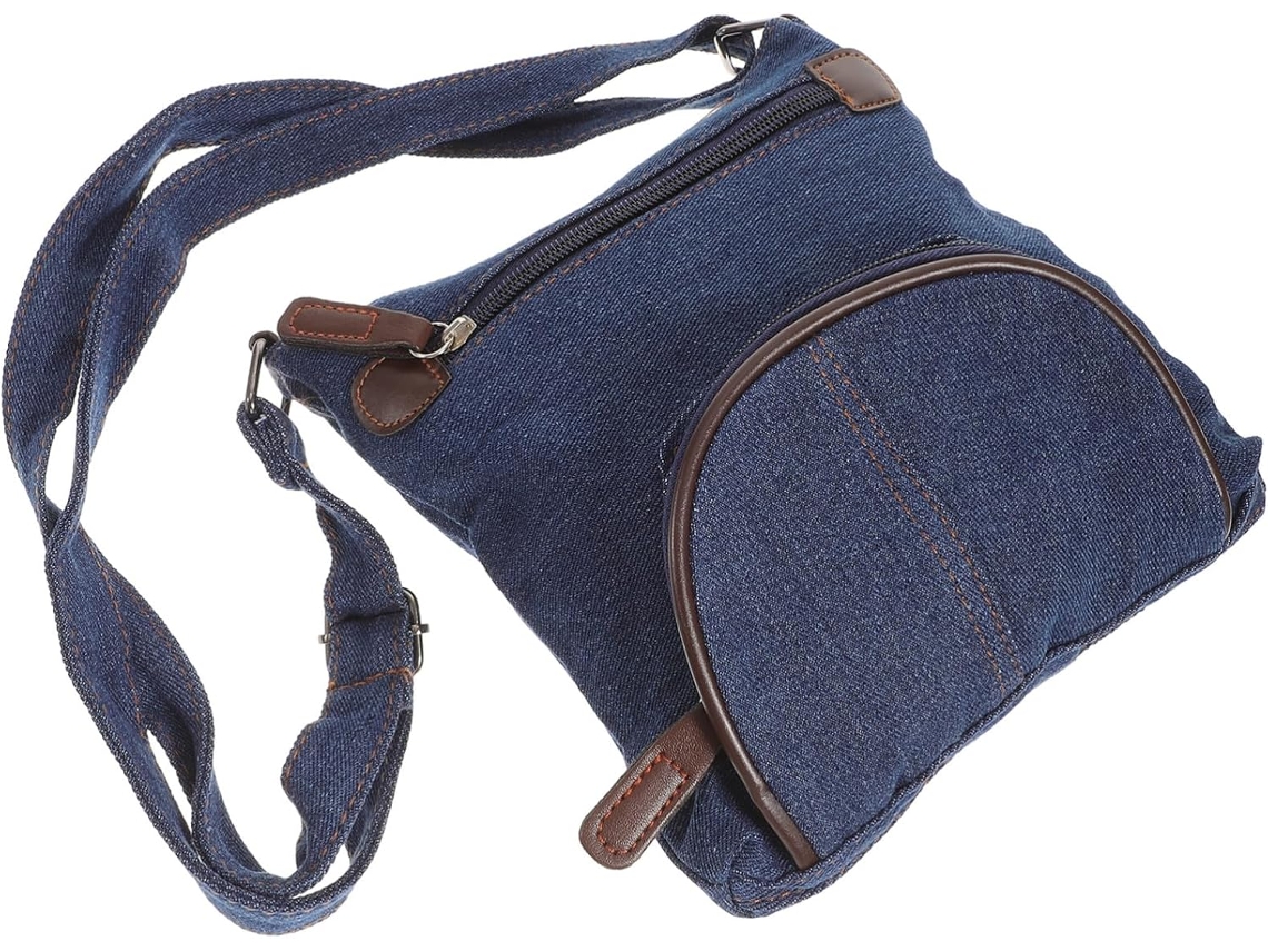 Bolso Bandolera De Mezclilla Azul Para Mujer, Bolsillo Frontal De Gran Capacidad, Estilo Casual.