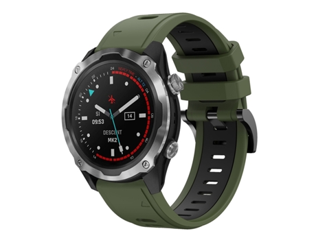 Correa Smartwatch para Garmin Descent MK 2 26mm Silicona Deportiva Bicolor (Verde Militar + Negro)