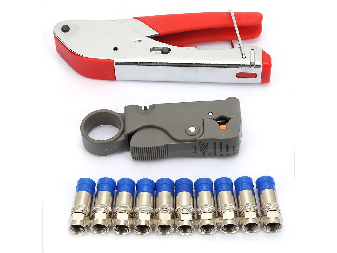 12 Alicates De Crimpado Y Compresión Para Cable Coaxial Con Cabezal F, Compatibles Con Cables Rg59 Y Rg6.