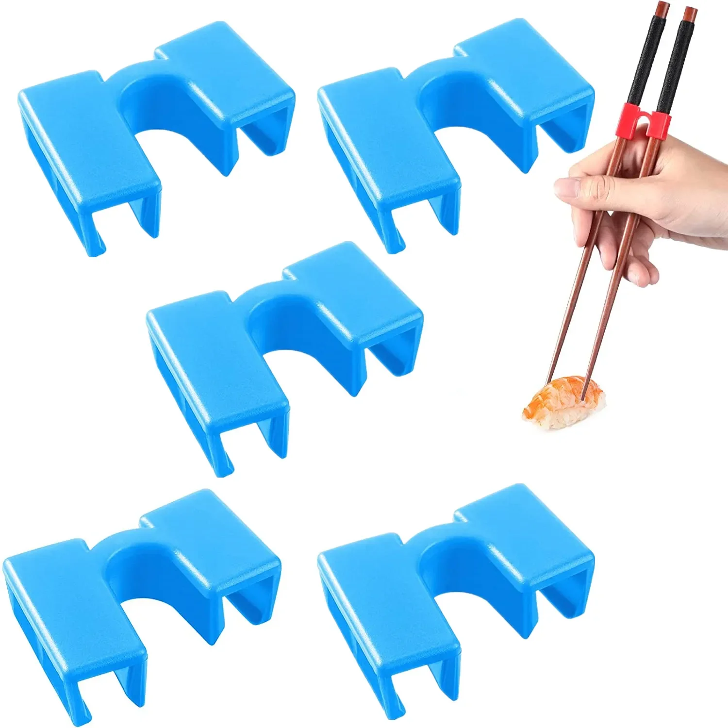 Juego de 5 cucharas reutilizables con conectores MDUG (azul)