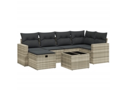 Maison Exclusive - Set De Sofás De Jardín 7 Pzas Con Cojines Ratán Pe Gris Claro