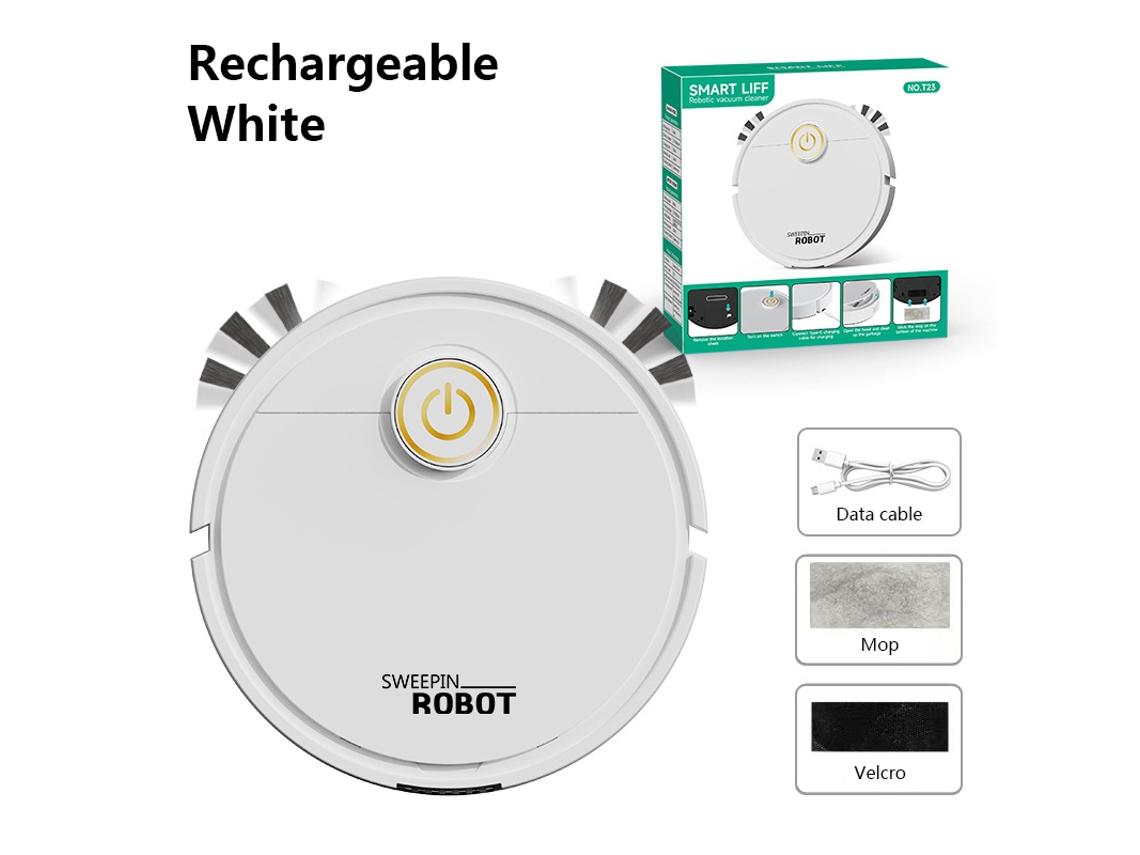 Aspiradora robot automática MDUG 3 en 1 con carga USB (blanca, recargable)