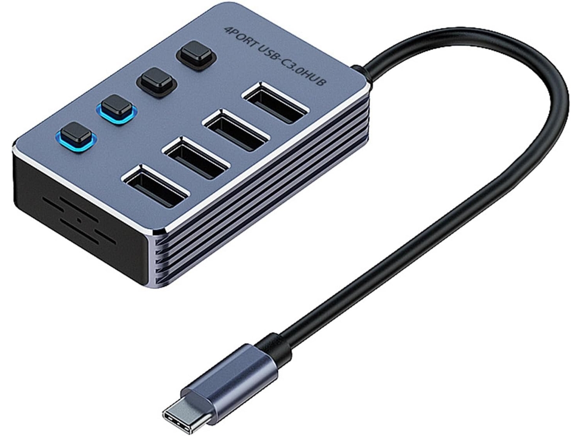 Estación De Acoplamiento Usb 3.0 De Aluminio Con 4/7/10 Puertos Y Adaptador De Carga.