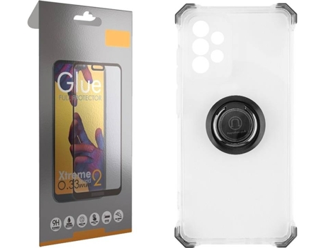 Funda y Protector de Cristal Full Samsung Galaxy A72 5G SKYHE Gel Bumper Ring Blanco