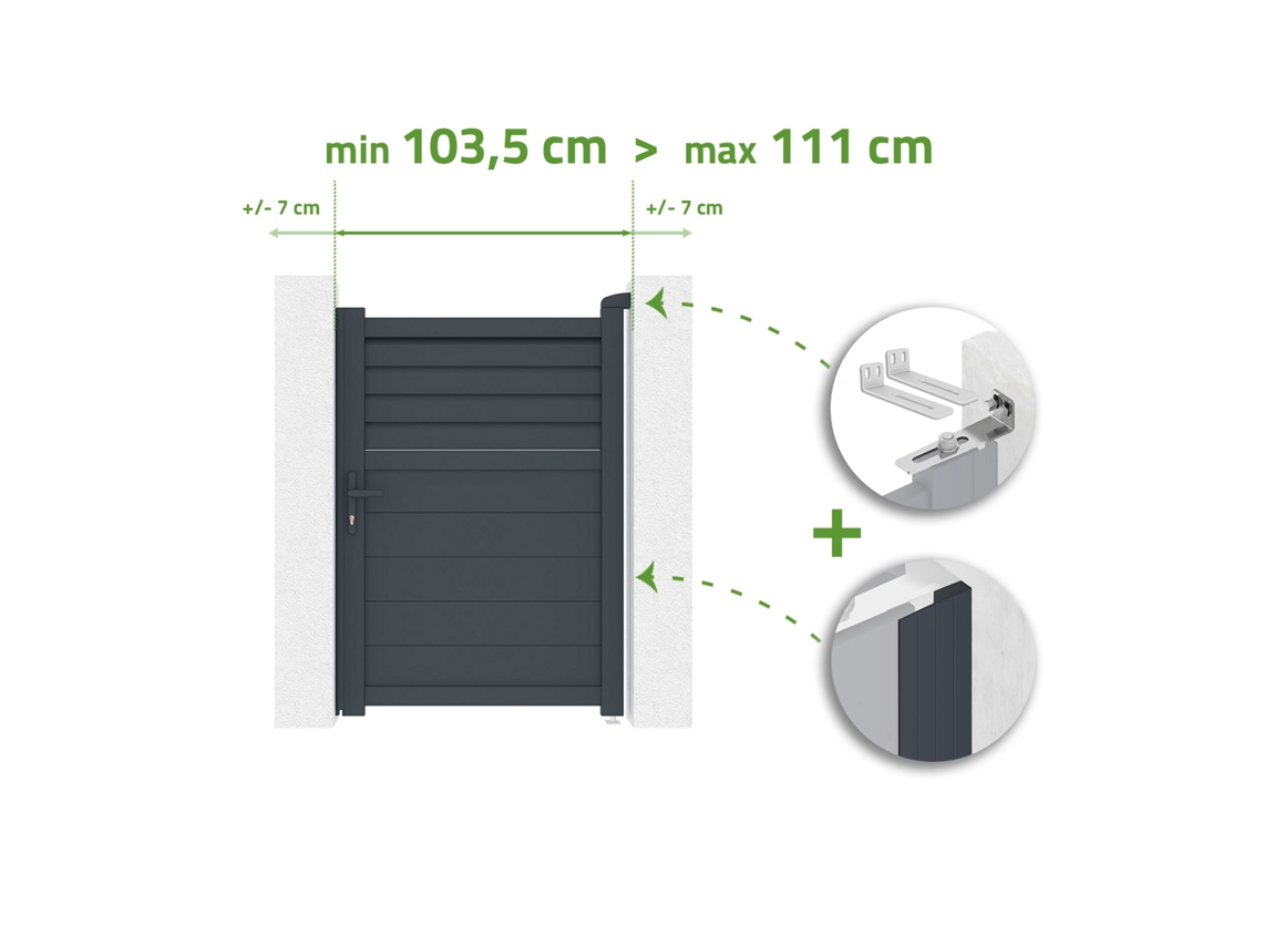 Puerta ajustable de 1 m de ancho Carpatia H.140 cm de aluminio gris Casanoov