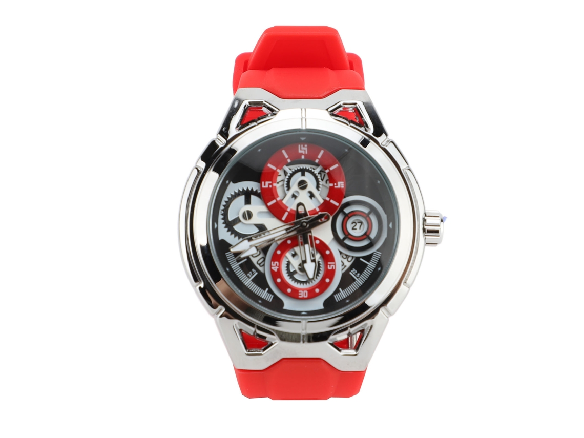 Reloj Analógico De Cuarzo Luminoso Para Hombre Con Correa Roja