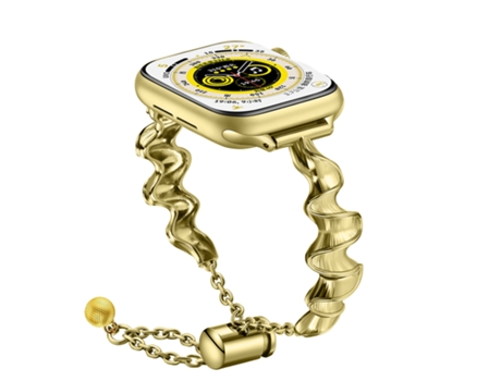 Correa de reloj inteligente de metal Ribbon Wave para Apple Watch Ultra 49 mm (dorado)