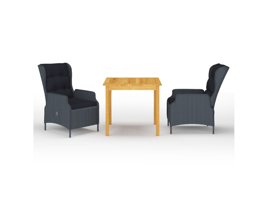 Juego de comedor de jardín de 2 piezas en gris oscuro, Dkd Home Decor