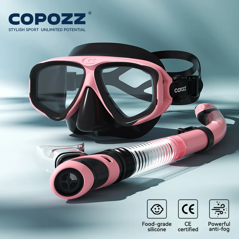 (negro/rosa) Máscara De Buceo Profesional, Antivaho, Con Placa Frontal De Cristal Templado, Unisex.