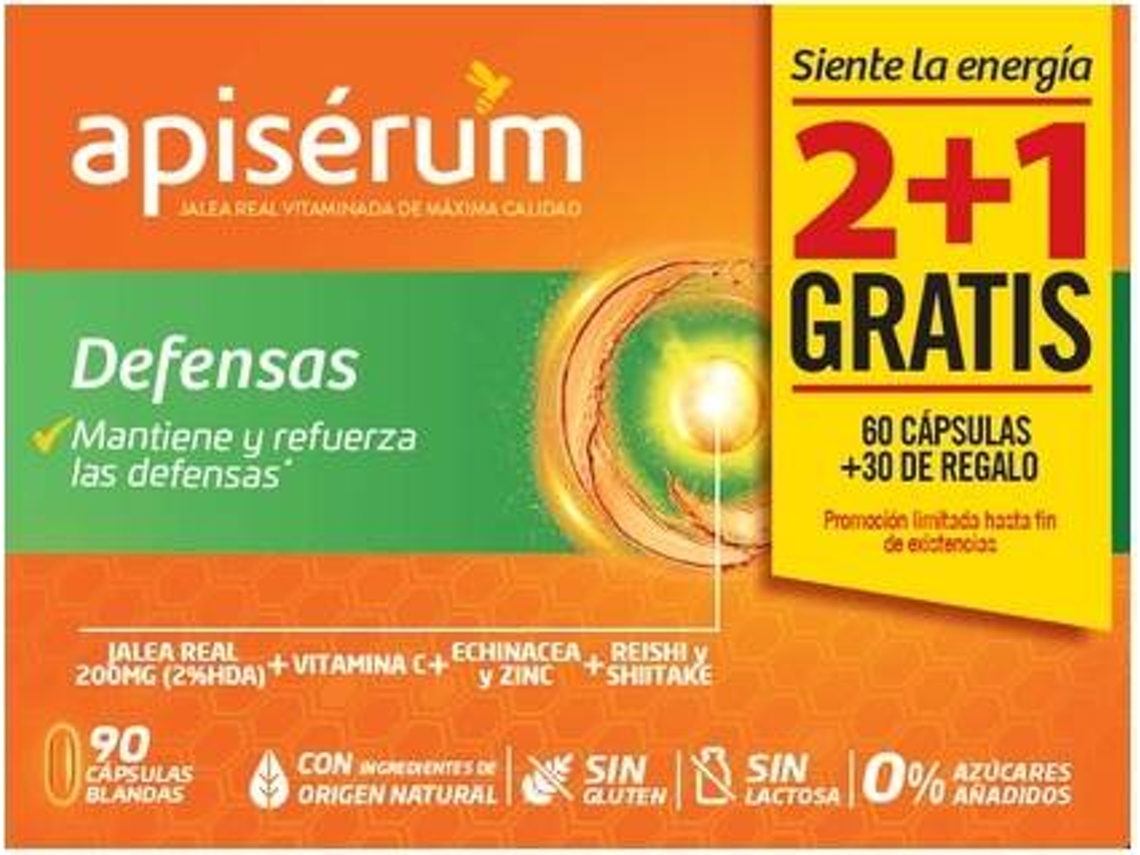 Complemento Alimentar APISERUM Pacote Defensas (60 cápsulas + 30 grátis)
