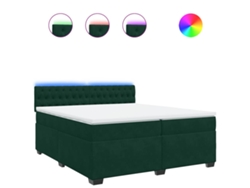 Maison Exclusive - Cama Box Spring Con Colchón Terciopelo Verde Oscuro 200x200 Cm