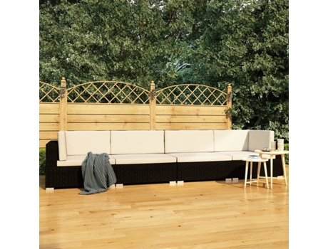 Conjunto 4 Conjunto de sofá de jardín VIDAXL Negro Poli Ratán (280x70x54 cm)