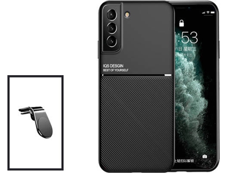 Kit Carcasa Trasera Magnética Anti Choque + Soporte de Auto Samsung Galaxy S21 FE 5G GIFT4ME Negro