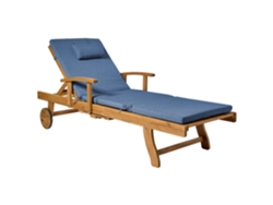 Cadeira De Jardim Com Rodas E Encosto Ajustável Beliani Java Premium De Madeira De Acácia Castanho 64x196x74